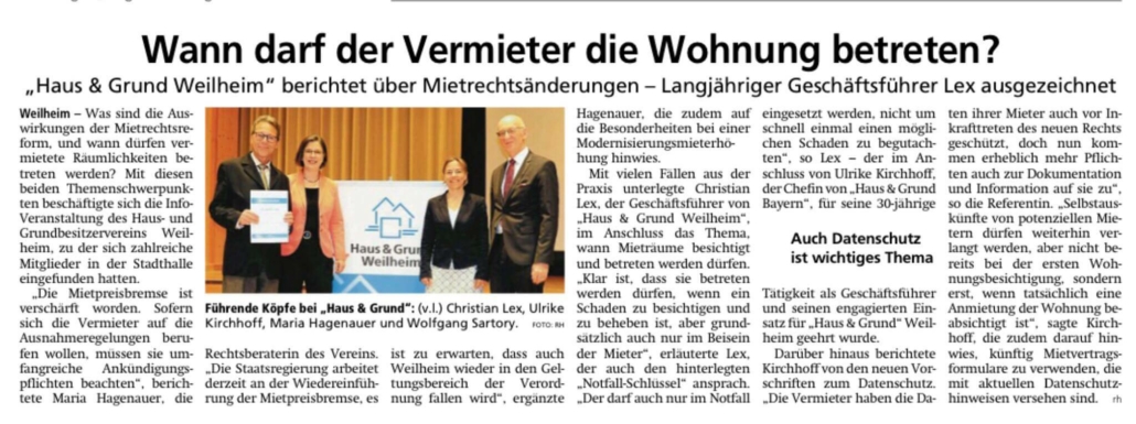 Wann darf der Vermieter die Wohnung betreten? - Sartory & Bergmann Immobilien